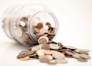 coins inside the bottle